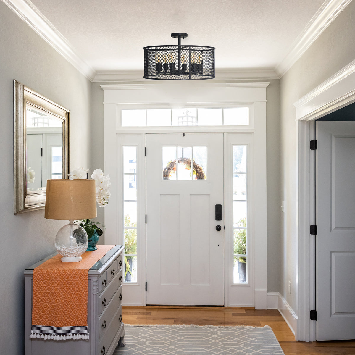 black ceiling mount light for entryway