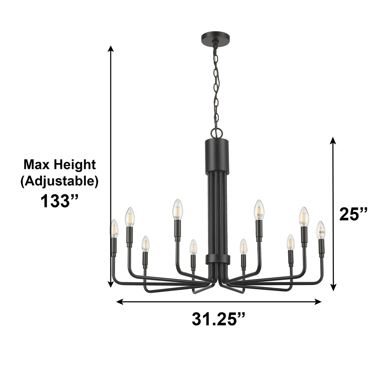 adjustable chandelier large black Vivio Lighting