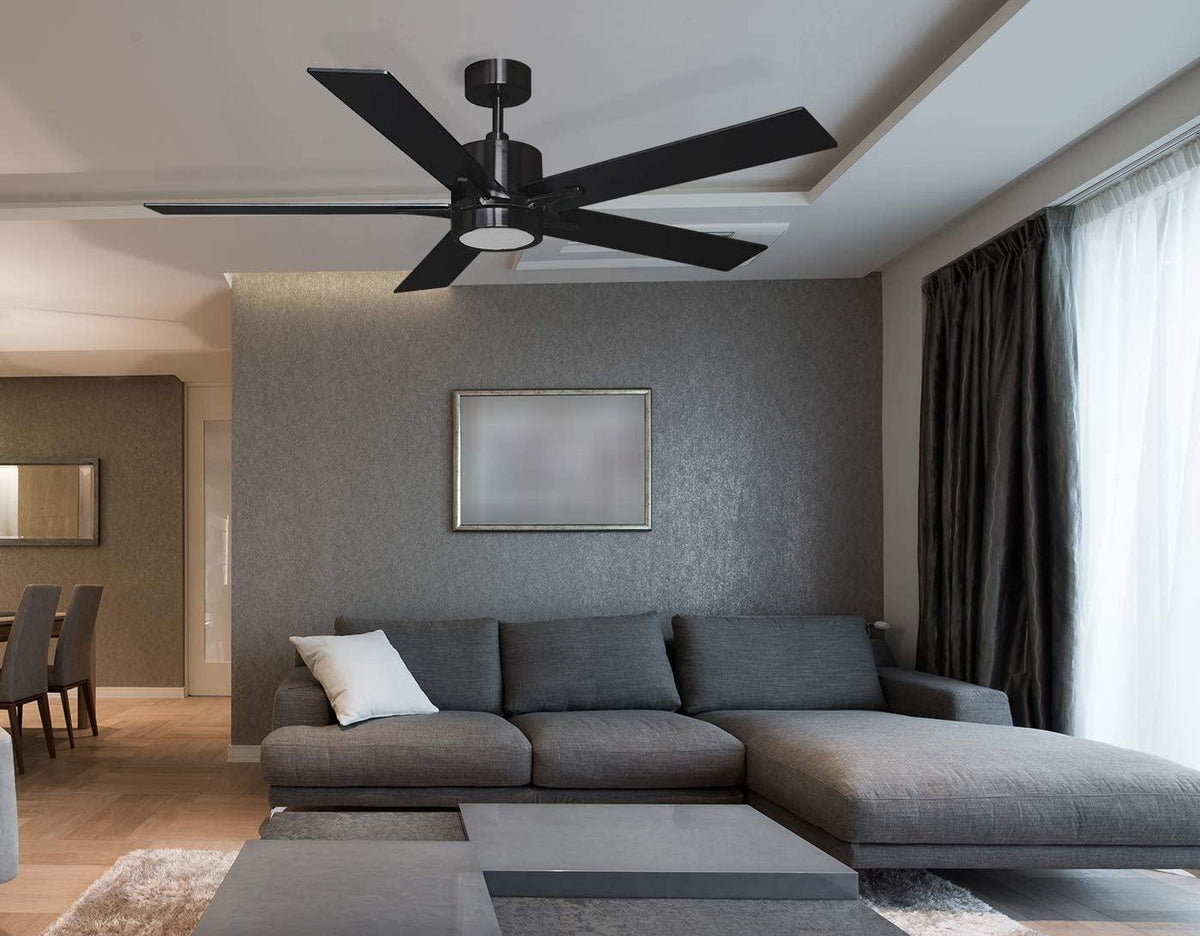 5 Blade 52&quot; Standard Ceiling Fan with LED Light and Wall Control - Vivio Lighting