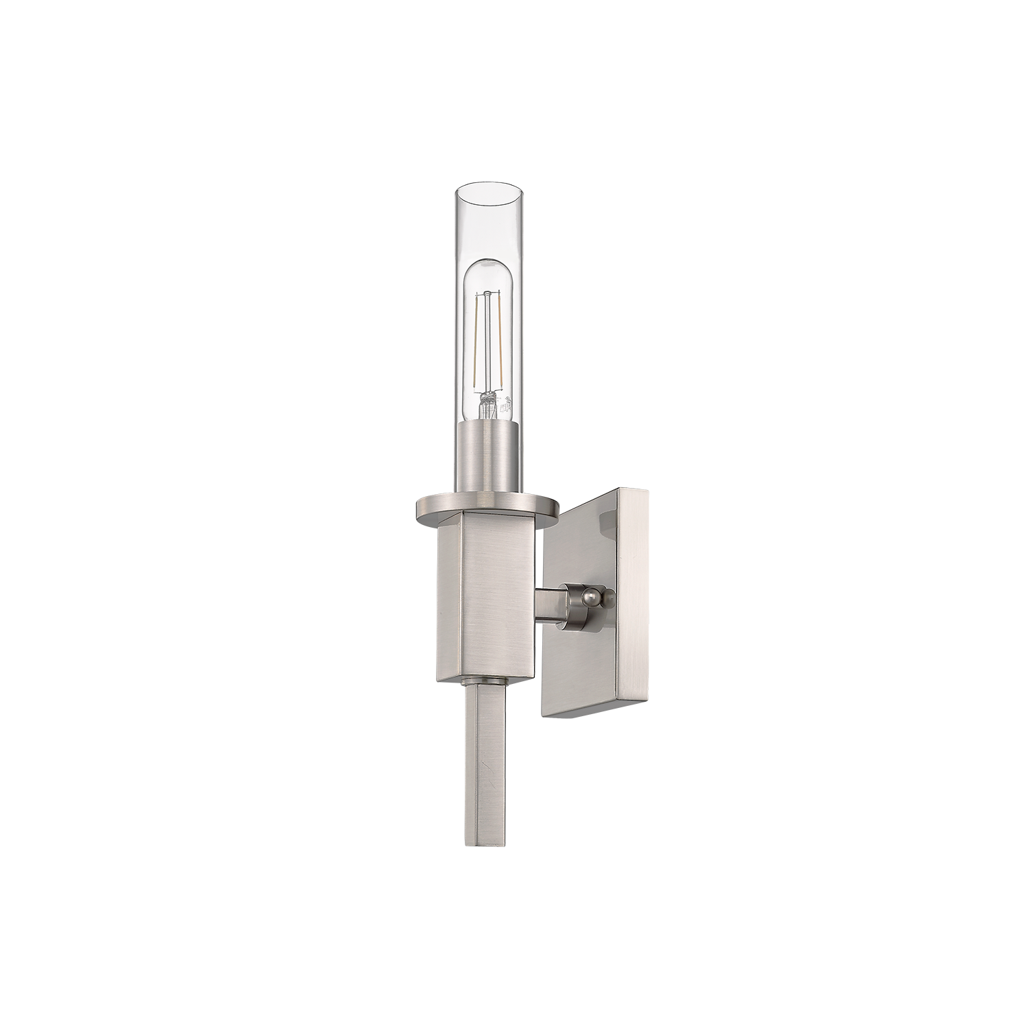 Nickel glass tube wall light for bathroom - Vivio Lighting