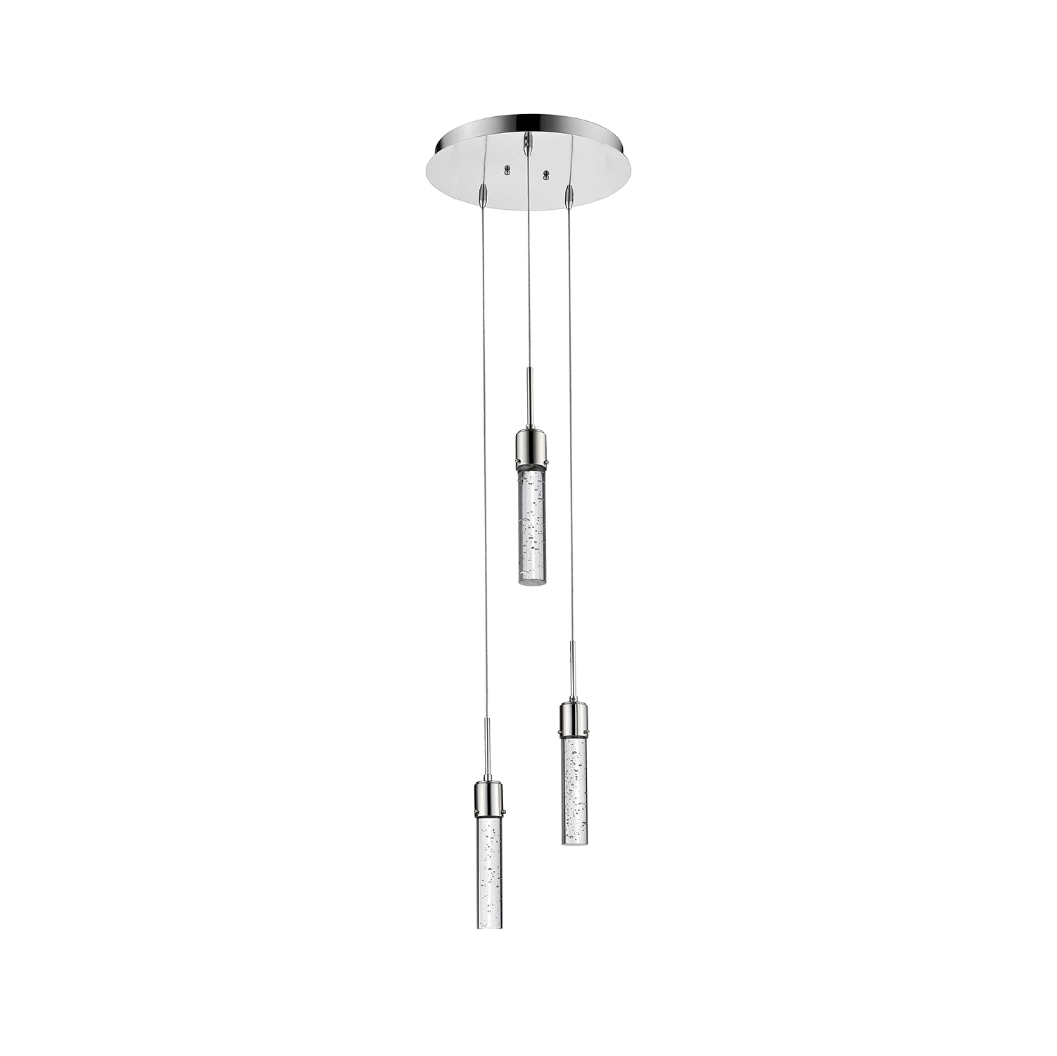 3 light polished nickel bubble pendant lighting - Vivio Lighting