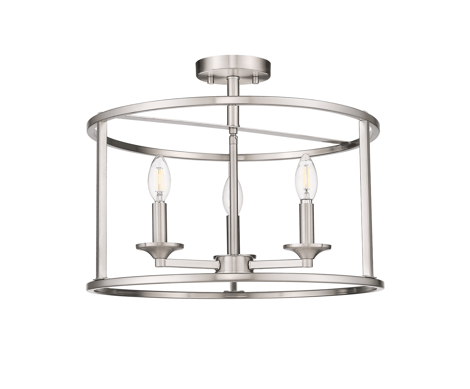 Nickel semi flush mount ceiling light with 3 light - Vivio Lighting