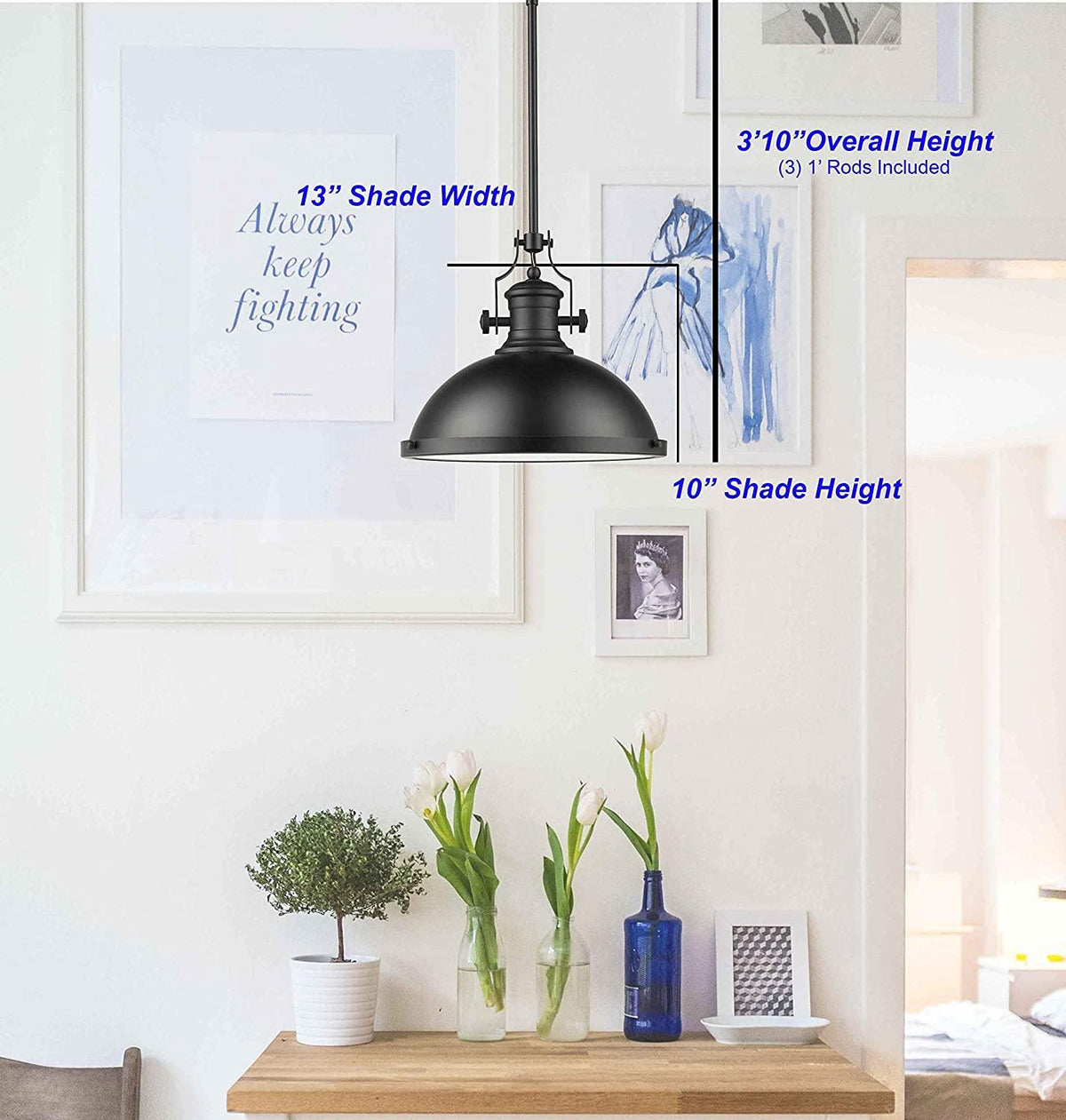 Modern black pendant light for kitchen island dimension - Vivio Lighting