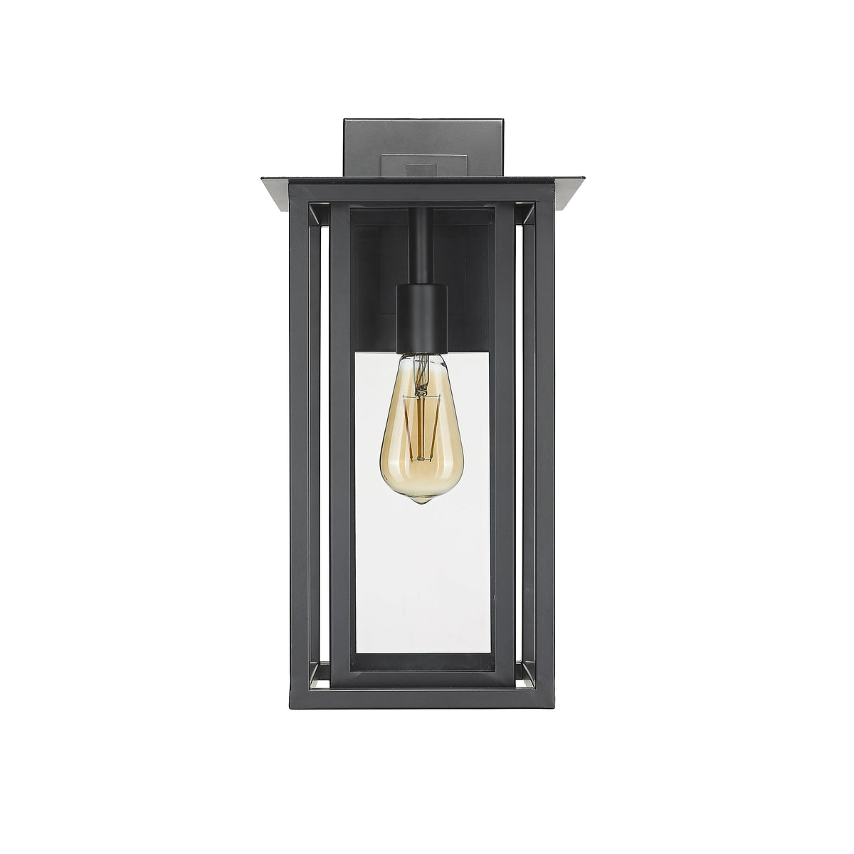 Black rectangle outdoor wall lantern lighting - Vivio Lighting