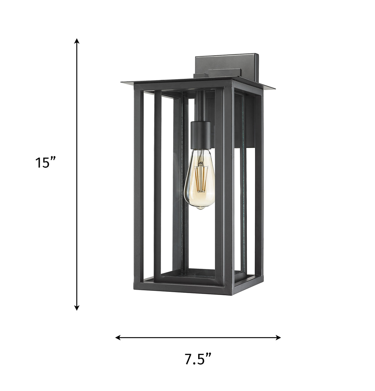 Black outdoor lantern wall sconce dimension - Vivio Lighting