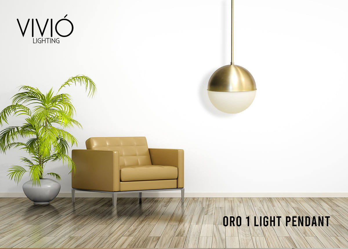 White and gold pendant light fixture - Vivio Lighting