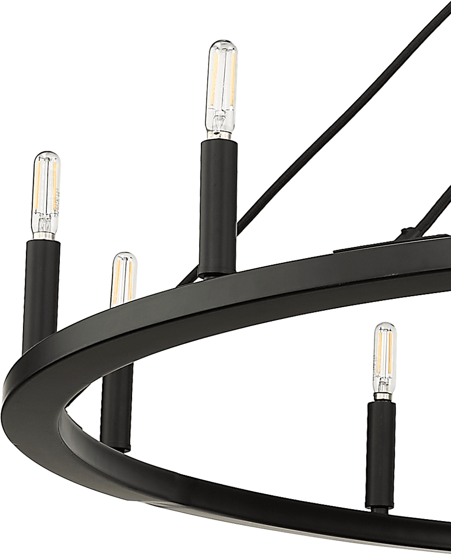 12 Lights 48&quot; Vintage Black Candle Style Wagon Wheel Chandelier - Vivio Lighting