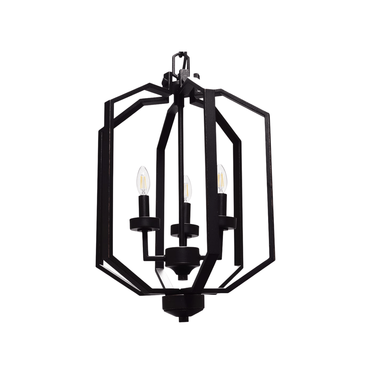 Paris 3 Light Open Cage Pendant Light - Rubbed Bronze Finish with No Glass