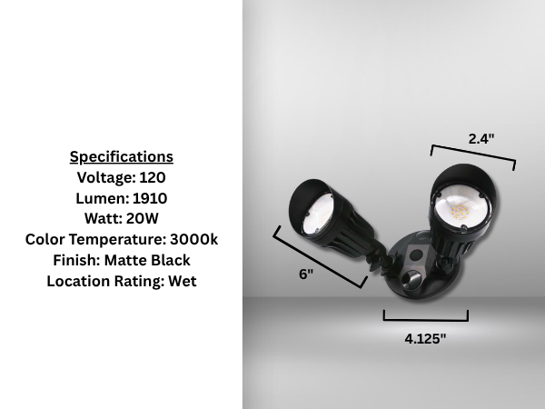 LED-Double Flood-Matte Black-20W 3000K