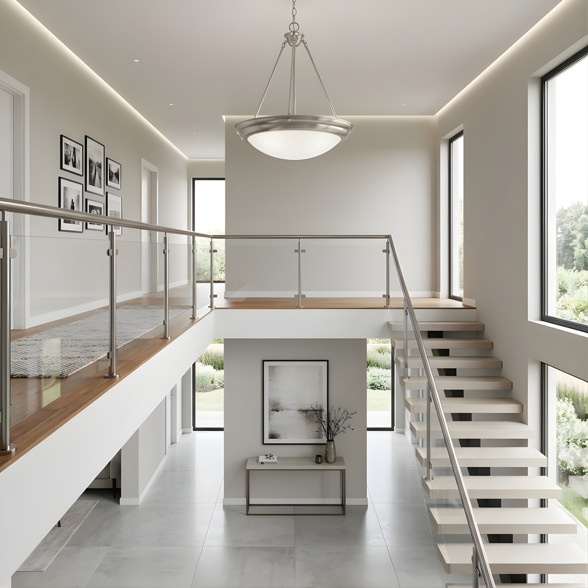 Laredo Foyer White Bowl Hanging Pendant