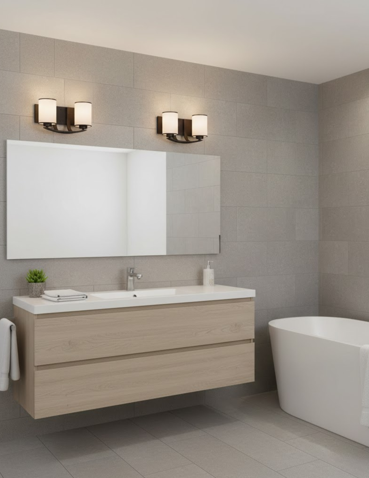 Lexington 2 Light Vanity Light - Rubbed Bronze with White Glass