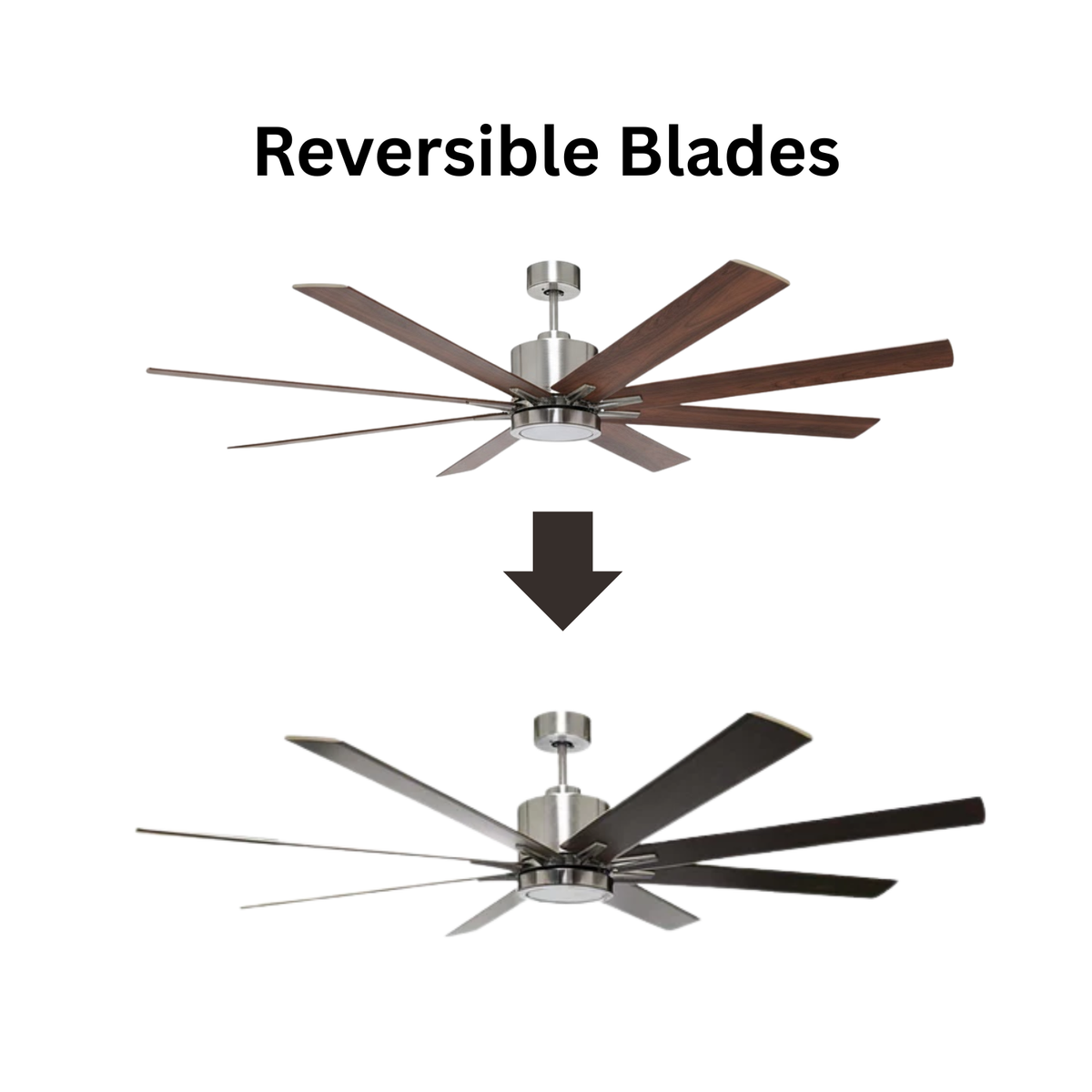 8-Blade 66" NK Fan Silver/Walnut Blades 16W LED Light Kit 3000K