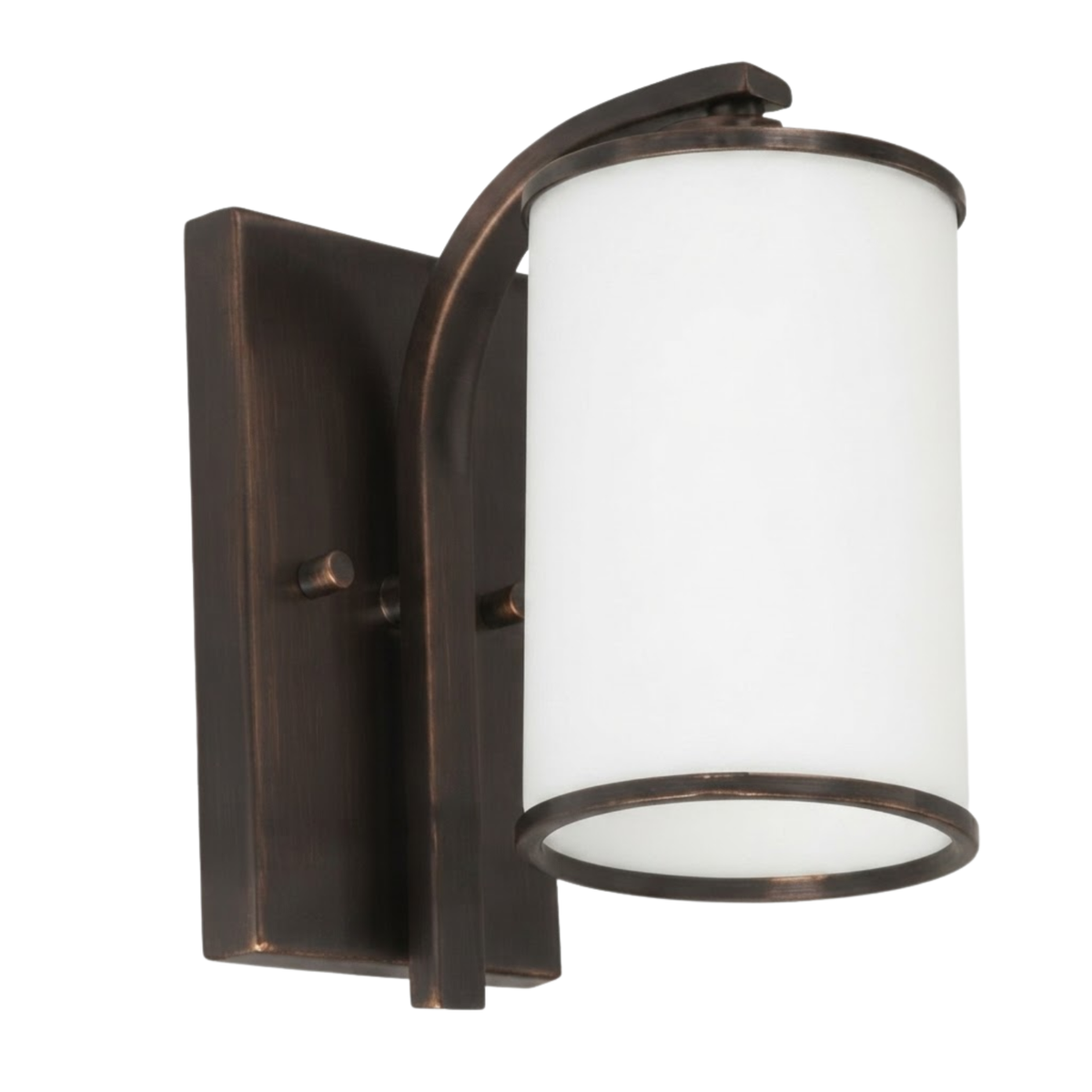 Lexington 1 Light Wall Sconce - Rubbed Bronze with White Glass