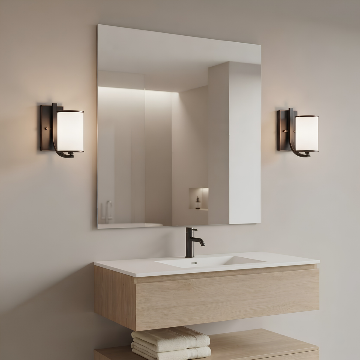 Lexington 1 Light Wall Sconce - Rubbed Bronze with White Glass