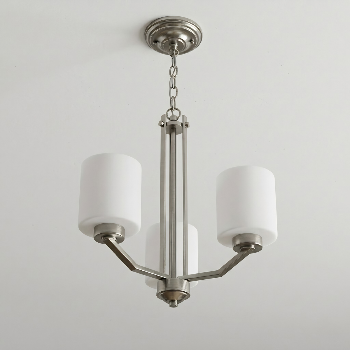 Paris 3-Light 18.5"Wide White Glass Chandelier Brushed Nickel Finish