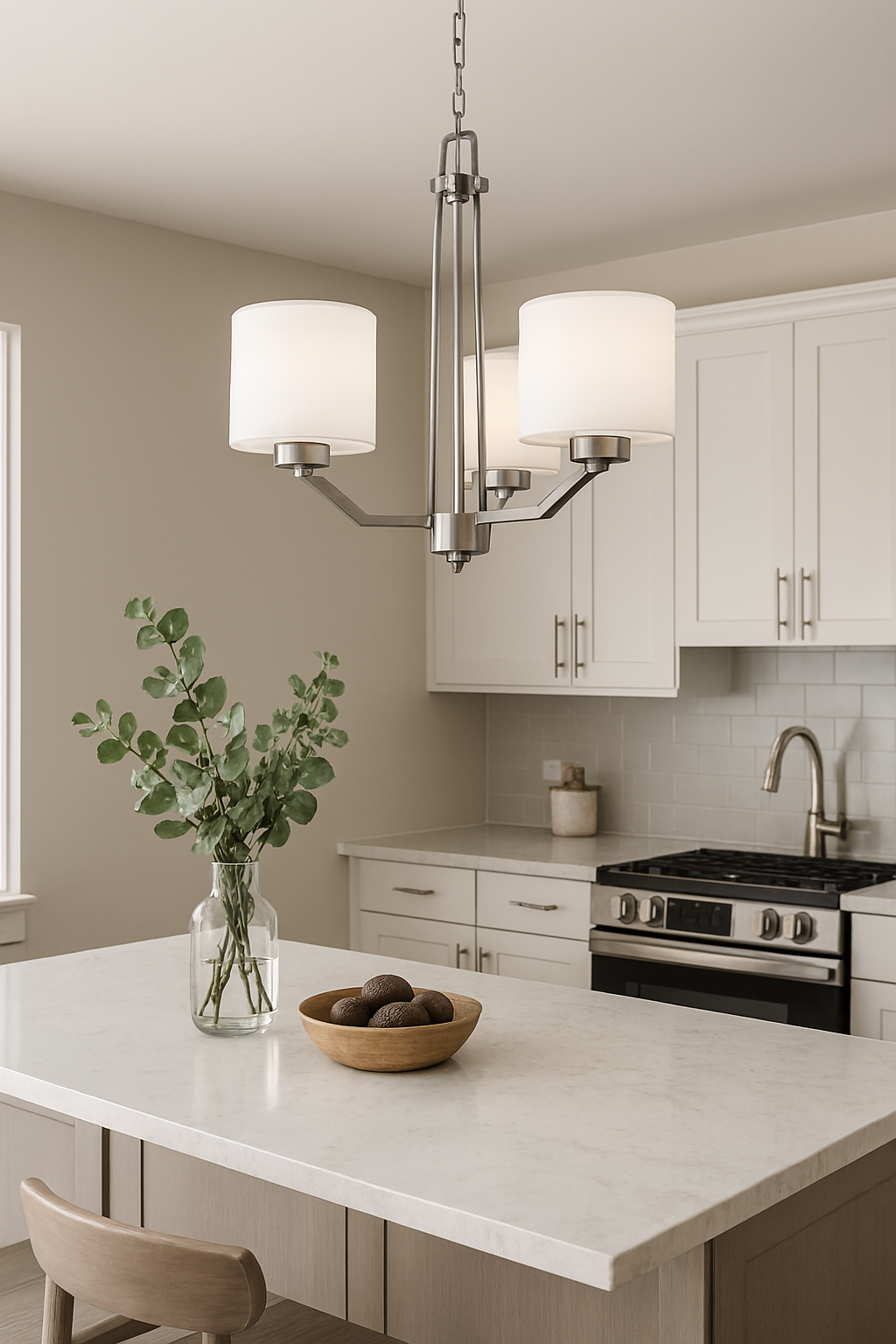 Paris 3-Light 18.5&quot;Wide White Glass Chandelier Brushed Nickel Finish