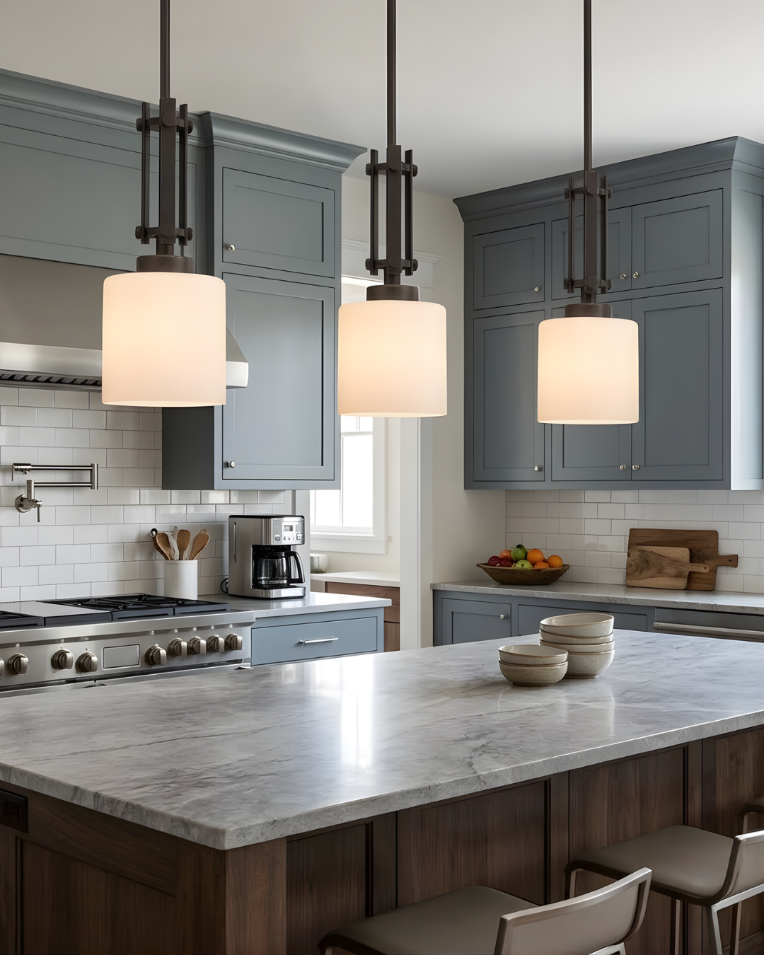 Paris 1 Light Pendant Light - Rubbed Bronze with White Glass