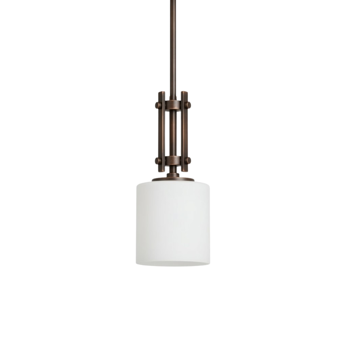 Paris 1 Light Pendant Light - Rubbed Bronze with White Glass