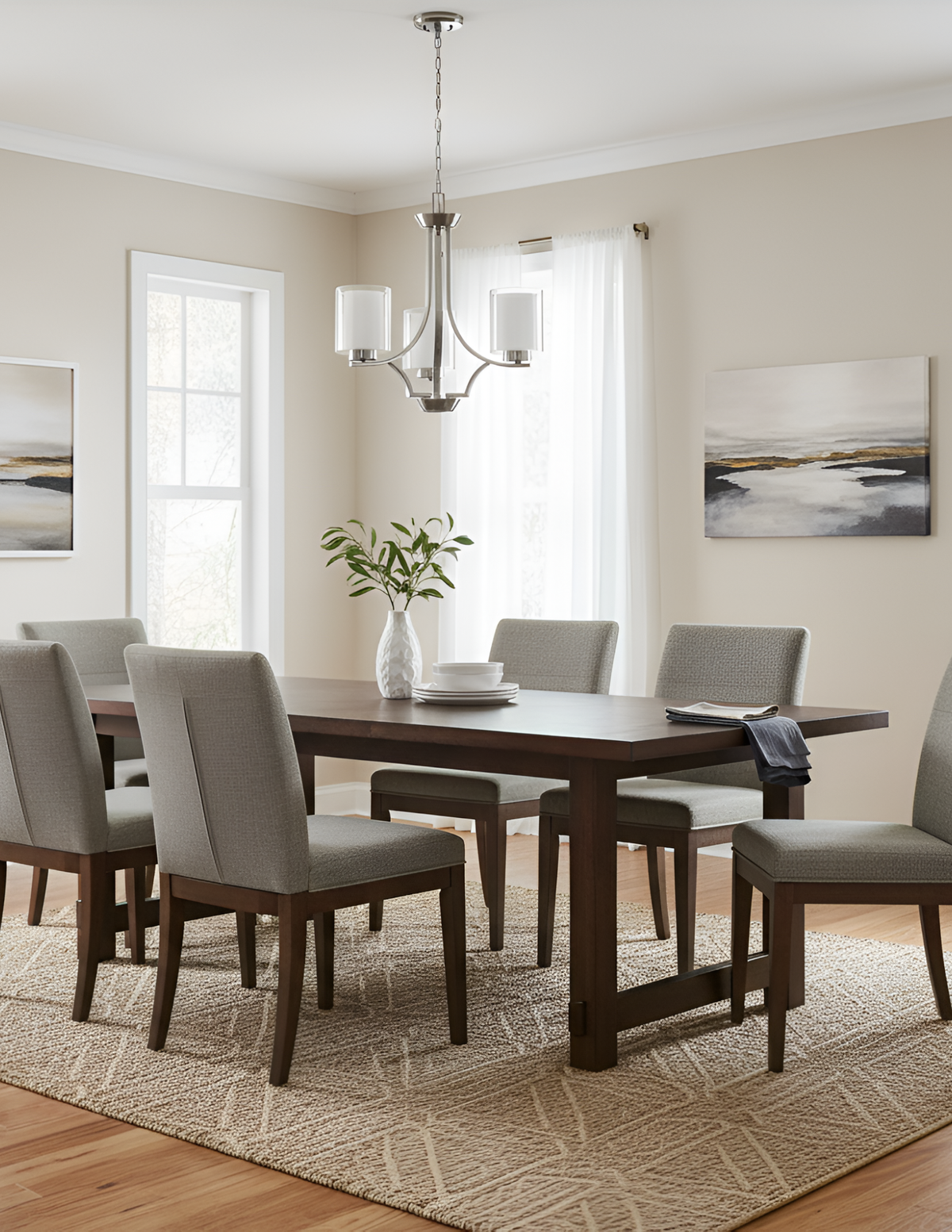 Sonora 3-Light Chandelier - Brushed Nickel- Clear and White Glass