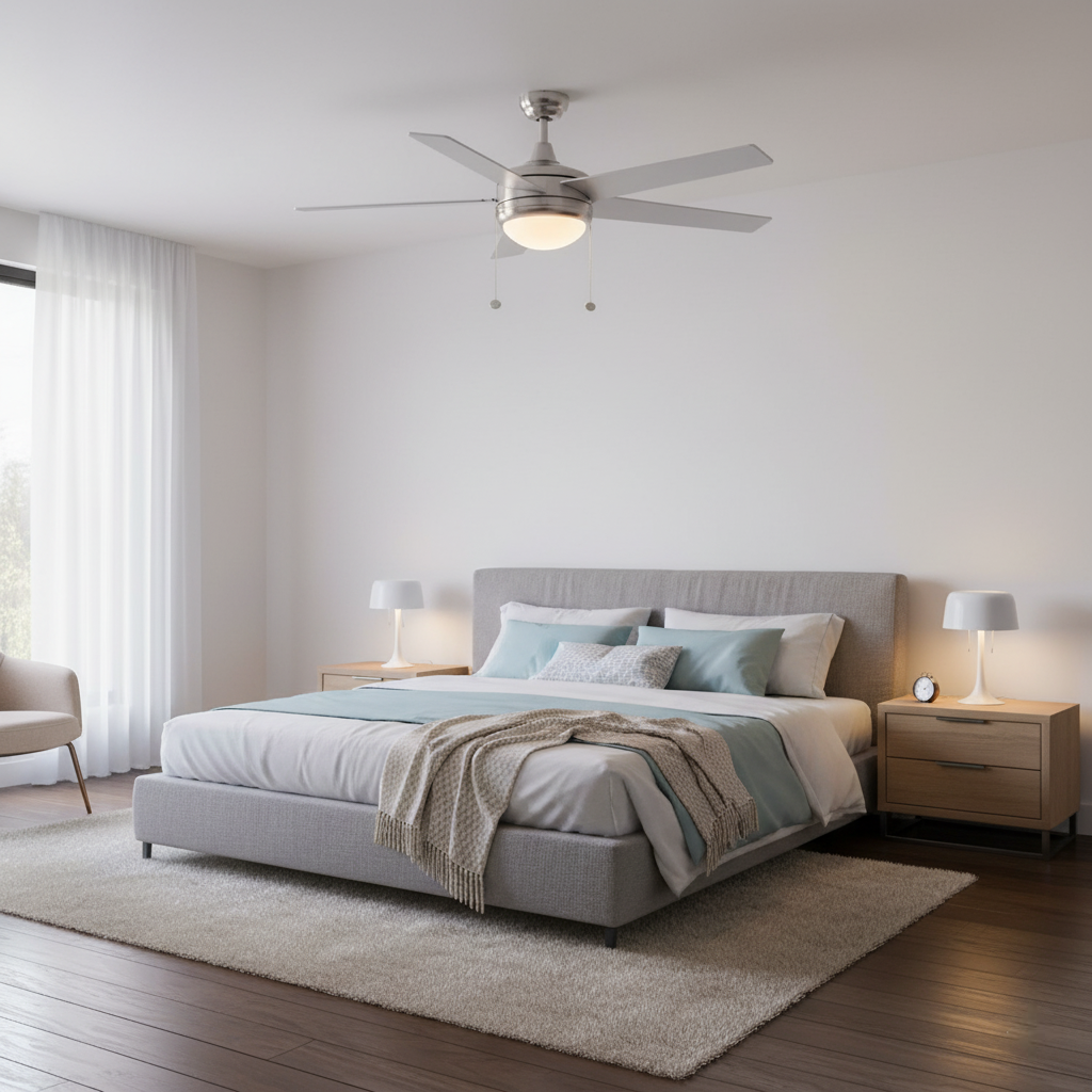 5-Blade Contemporary NK Ceiling Fan - Silver/Walnut Blades