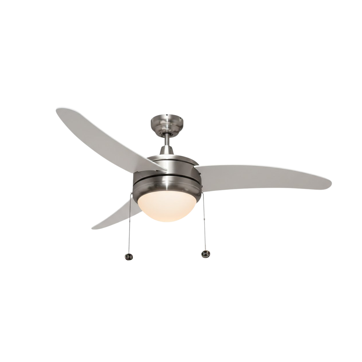 Contemporary 52 inch Ceiling Fan with Light - Brushed Nickel
