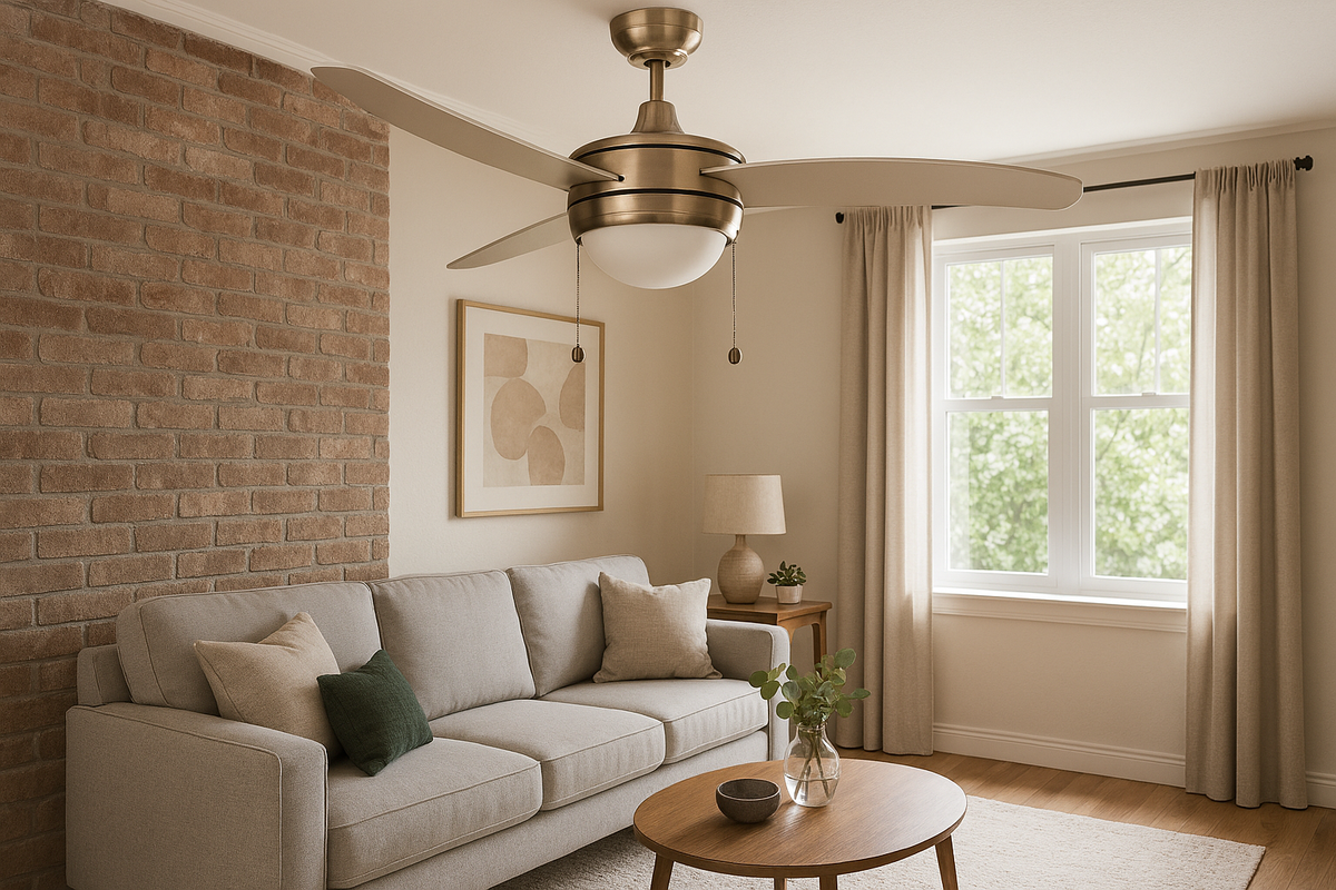 Contemporary 52 inch Ceiling Fan with Light - Brushed Nickel