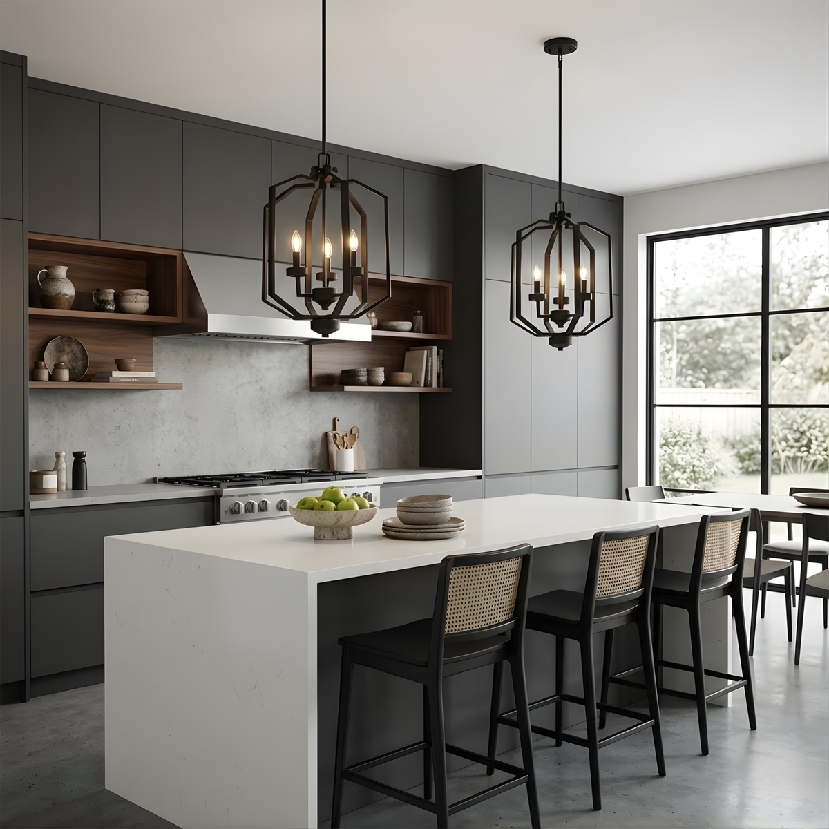 Paris 3 Light Open Cage Pendant Light - Rubbed Bronze Finish with No Glass