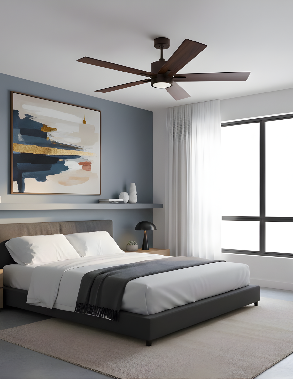 5-Blade 52" RB Modern Cylinder Fan Med Oak/Walnut Blades WC-1-WH Included