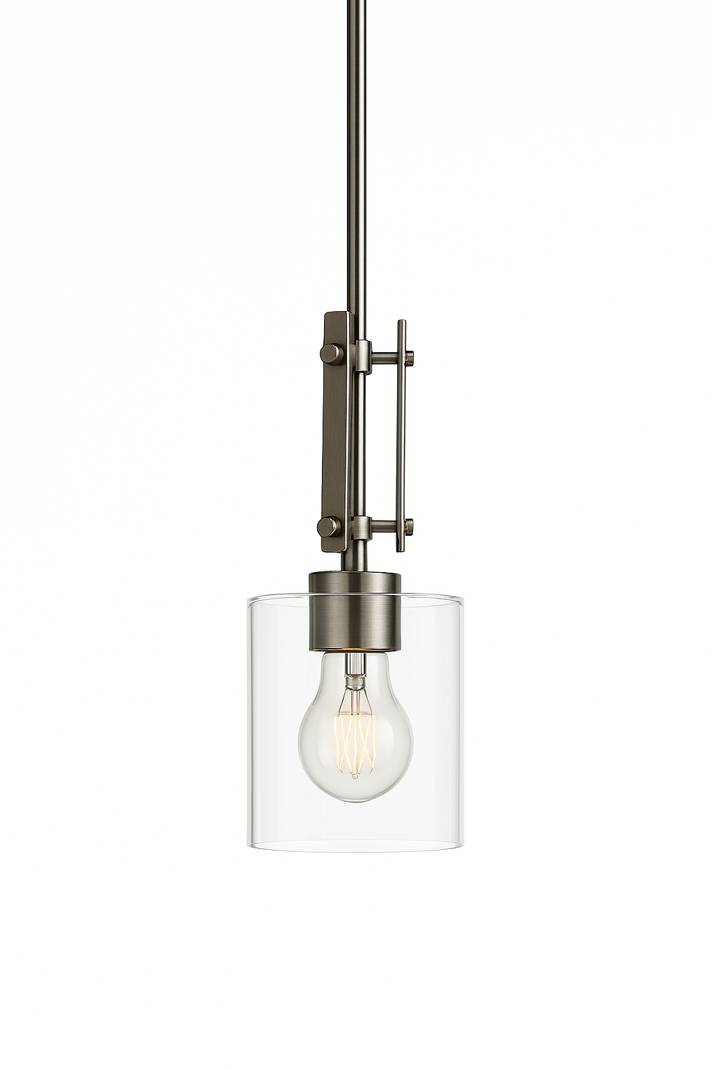 Paris 1 Light Pendant Light - Brushed Nickel with Clear Glass