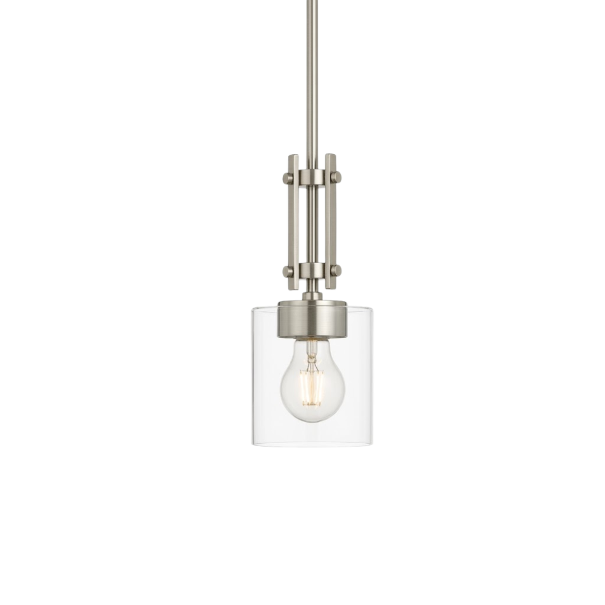Paris 1 Light Pendant Light - Brushed Nickel with Clear Glass