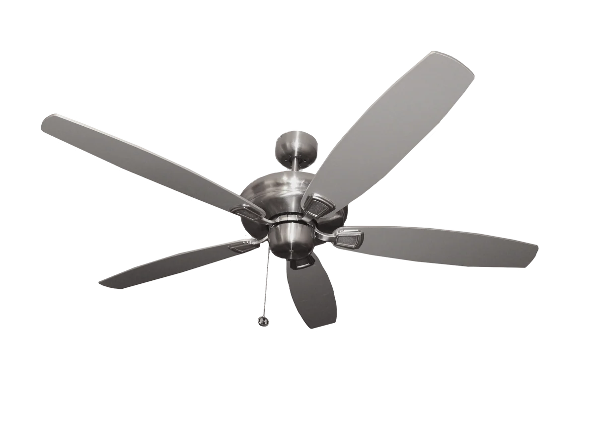 Phantom 56 inch Brushed Nickel Ceiling Fan without Lights - Silver/Walnut Blades
