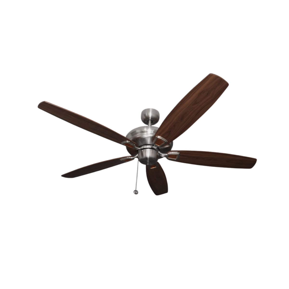 Phantom 56 inch Brushed Nickel Ceiling Fan without Lights - Silver/Walnut Blades