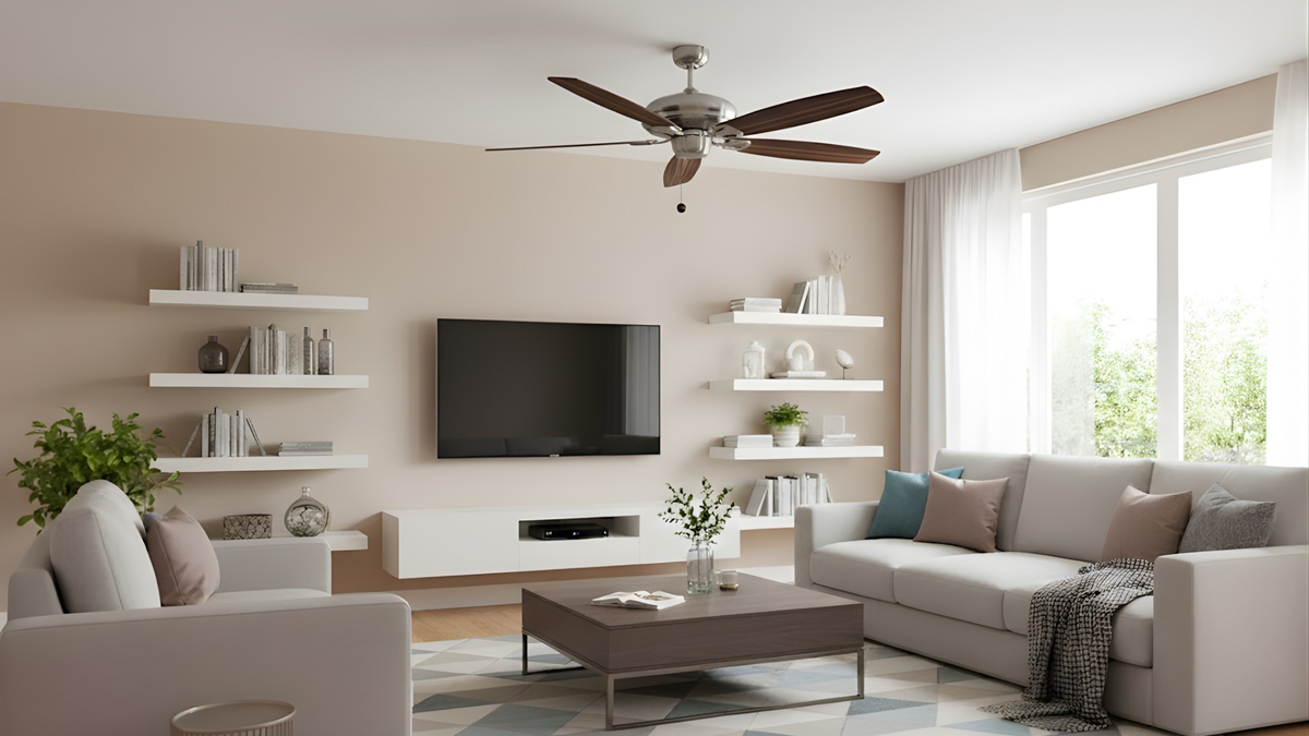 Phantom 56 inch Brushed Nickel Ceiling Fan without Lights - Silver/Walnut Blades