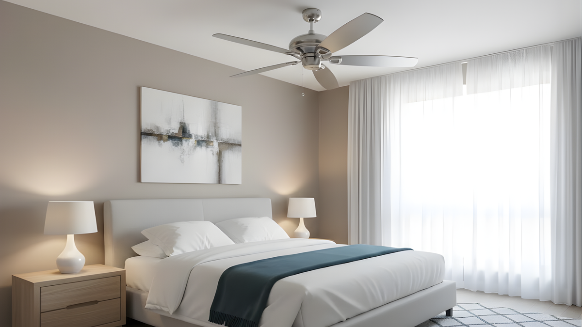 Phantom 56 inch Brushed Nickel Ceiling Fan without Lights - Silver/Walnut Blades