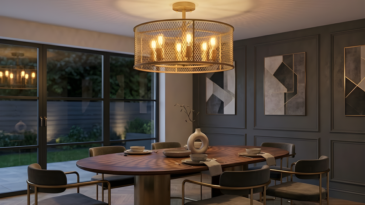 Rimini 6-Light Steel Mesh Shade Semi Flush Mount - MB