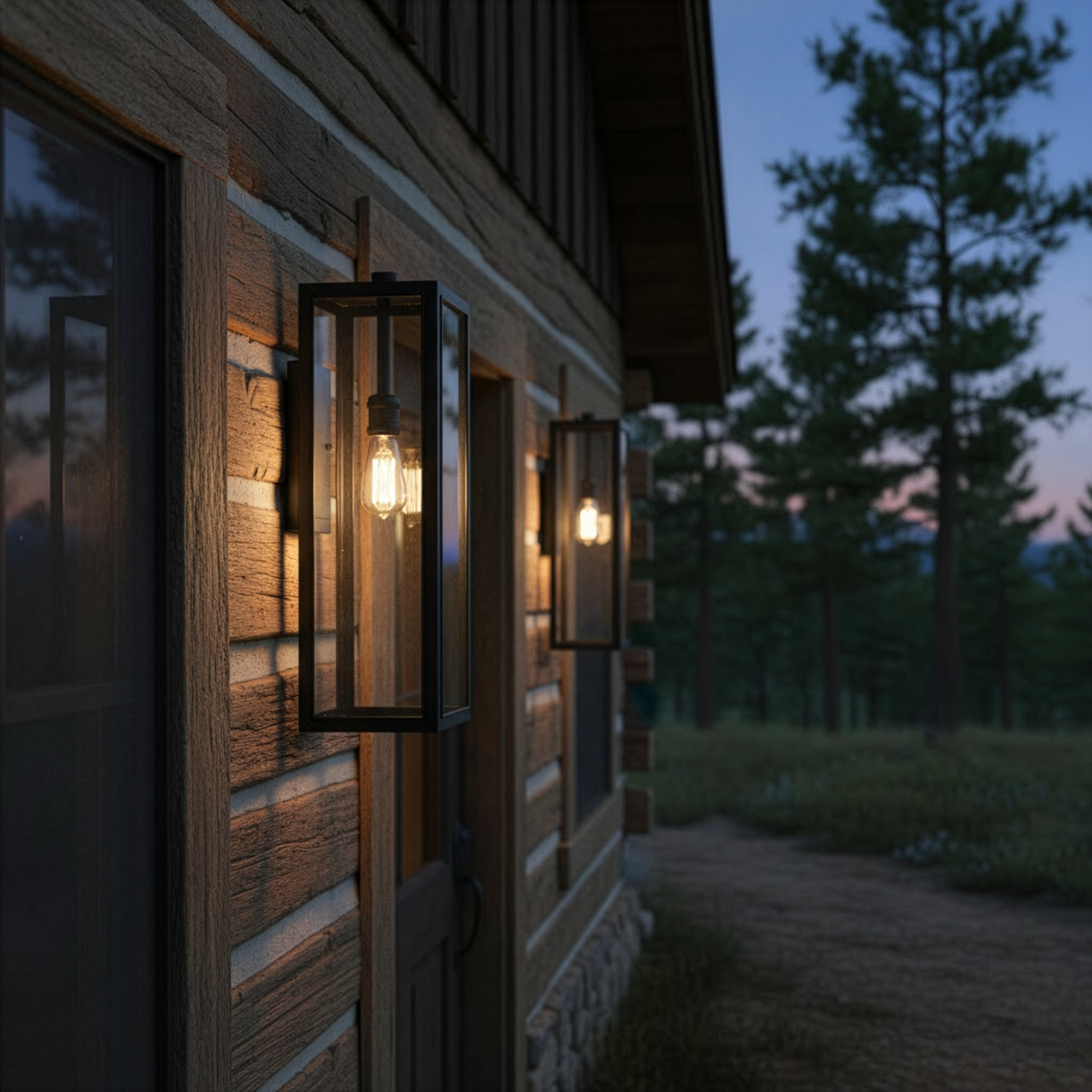 Trivor Modern Extra Large Regtangular Wall Sconce Coach Light with Clear Glass - Matte Black