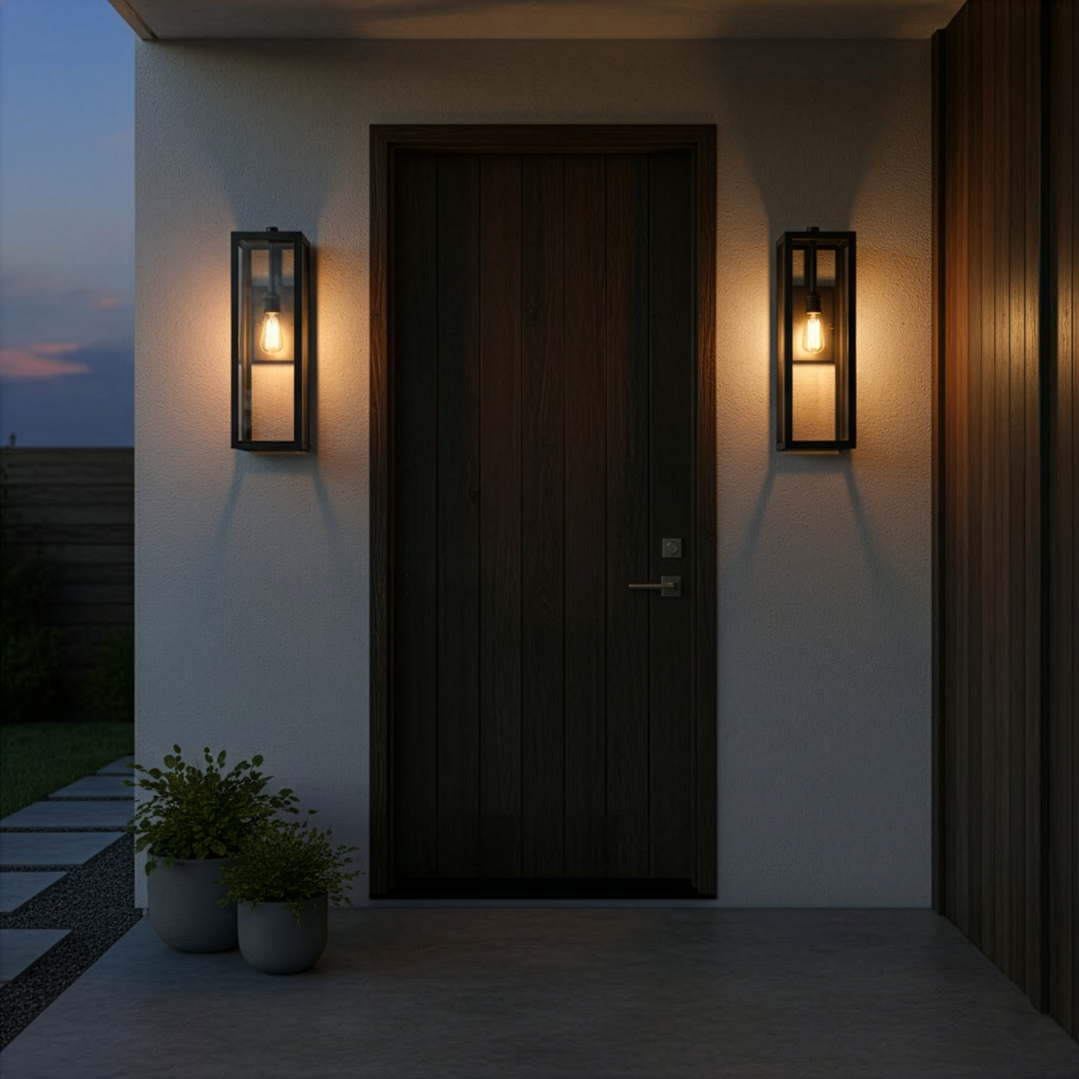 Trivor Modern Extra Large Regtangular Wall Sconce Coach Light with Clear Glass - Matte Black