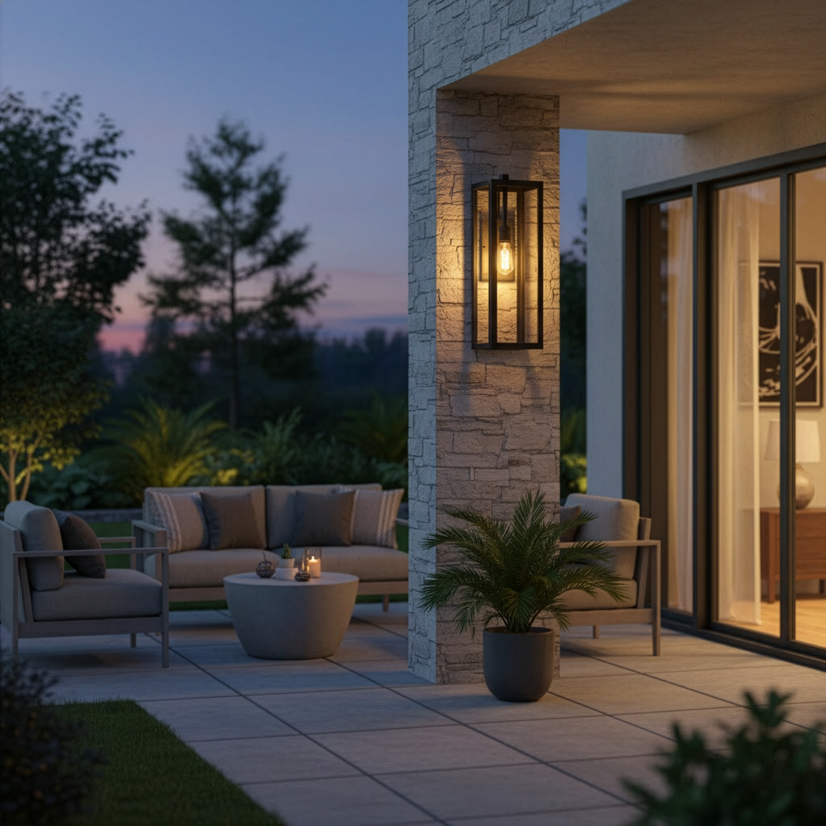 Trivor Modern Extra Large Regtangular Wall Sconce Coach Light with Clear Glass - Matte Black