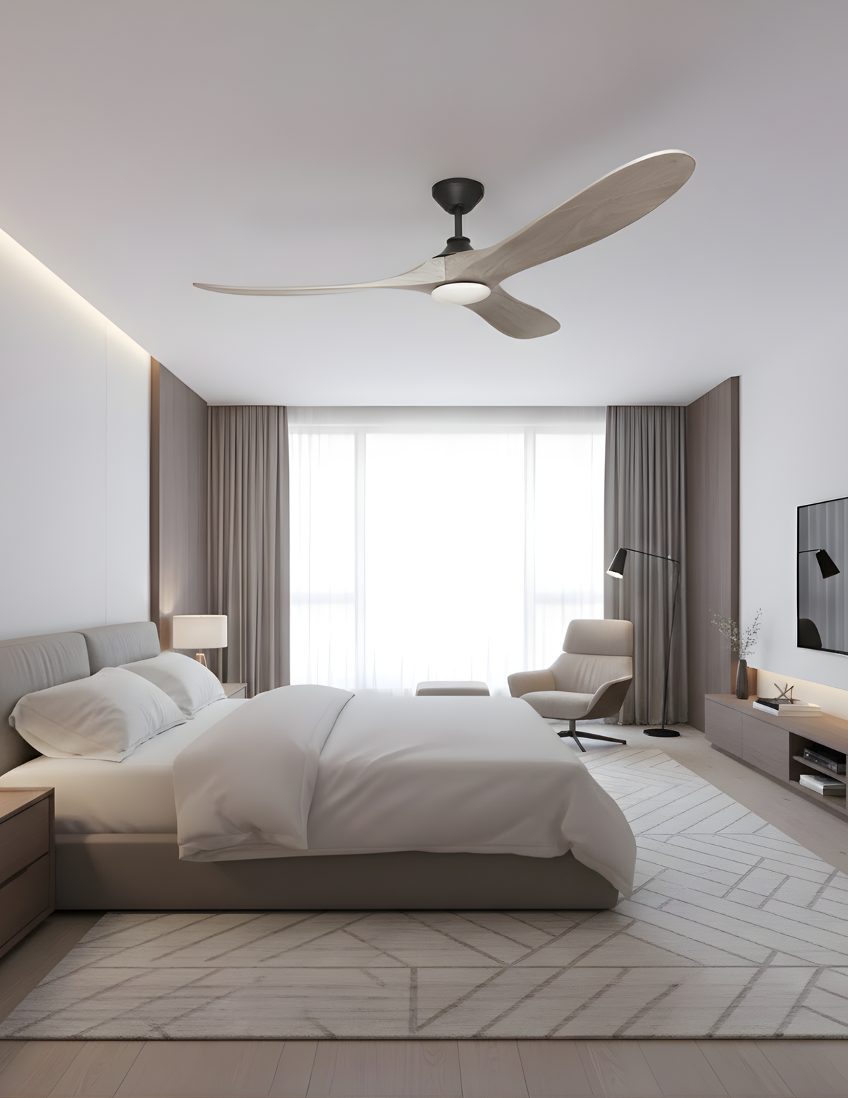 Malibu 3-Blade 60" Wood Blade Fan - MB - Light Maple Blades