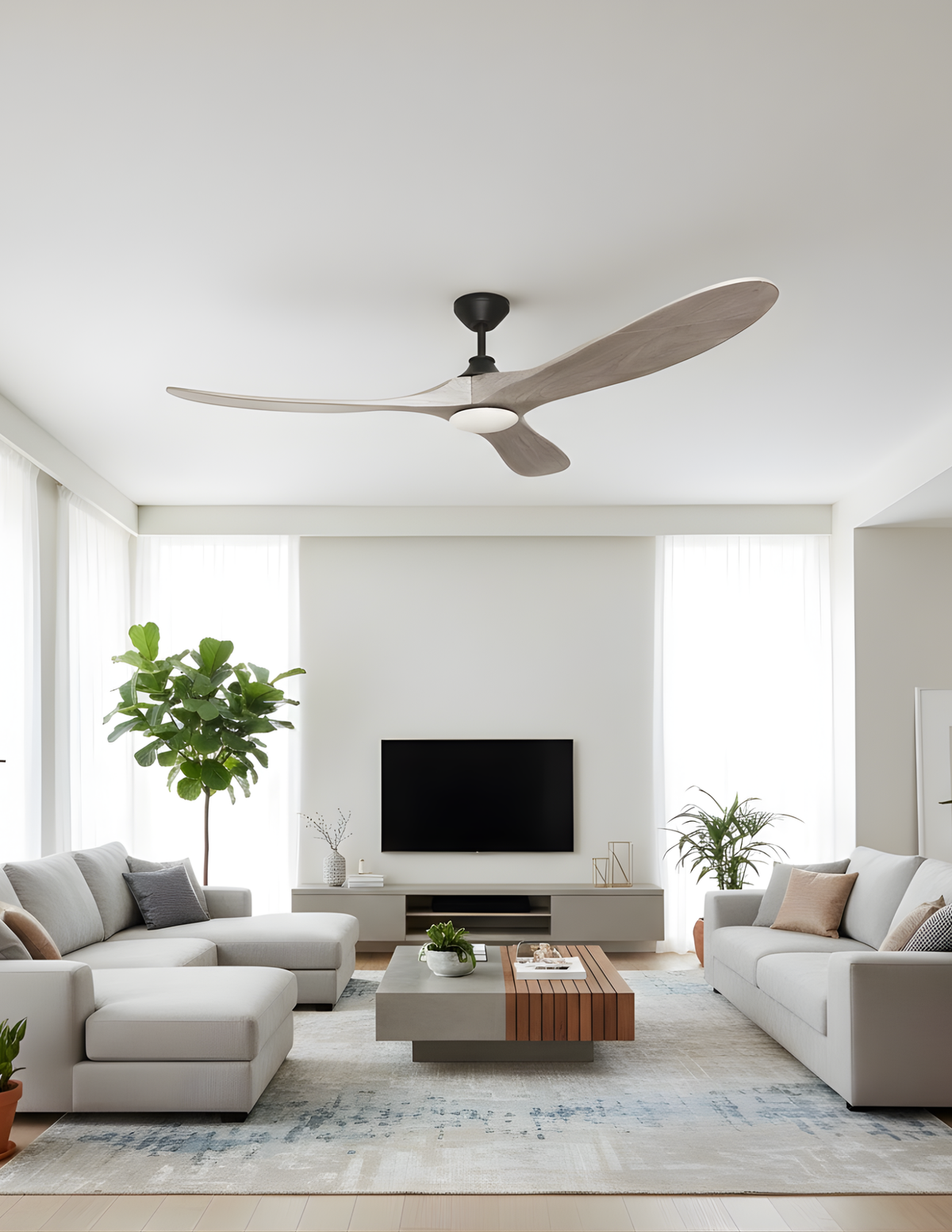 Malibu 3-Blade 60" Wood Blade Fan - MB - Light Maple Blades