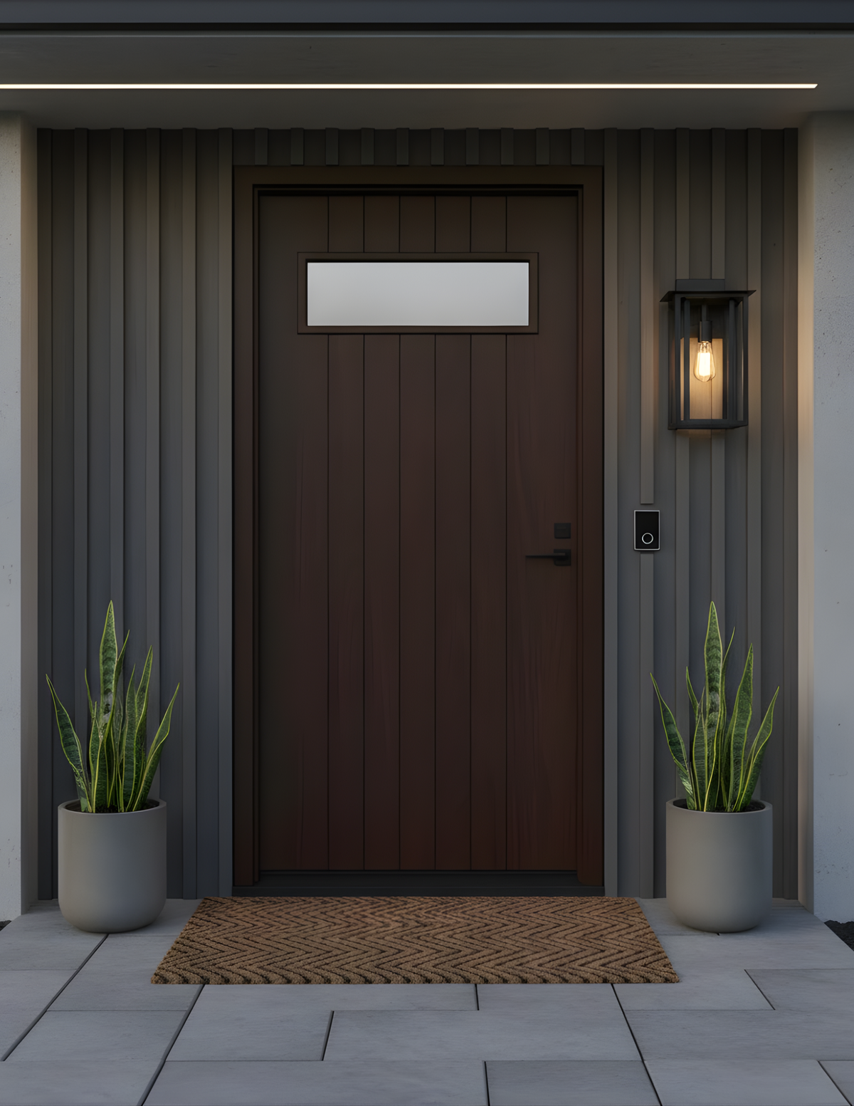 Mare Medium Outdoor Lantern Wall Sconce Double Frames with Clear Glass – Matte Black