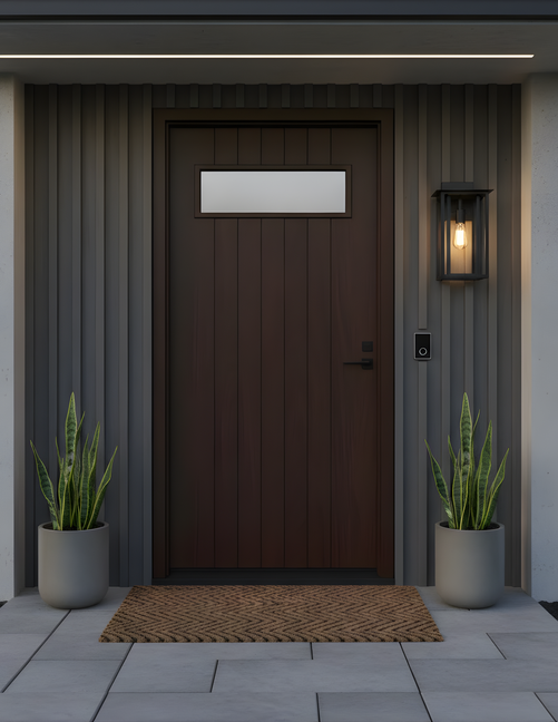 Mare Medium Outdoor Lantern Wall Sconce Double Frames with Clear Glass – Matte Black