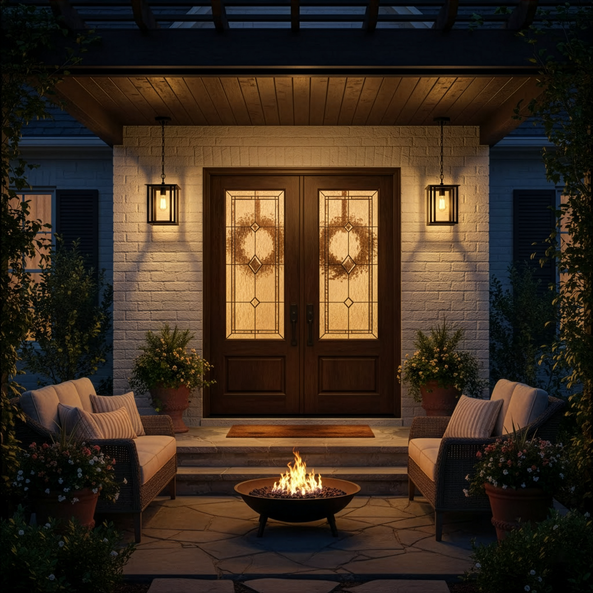 Noro Farmhouse Outdoor Pendant Light Lantern, Outdoor Coach Light with Seeded Glass – Matte Black