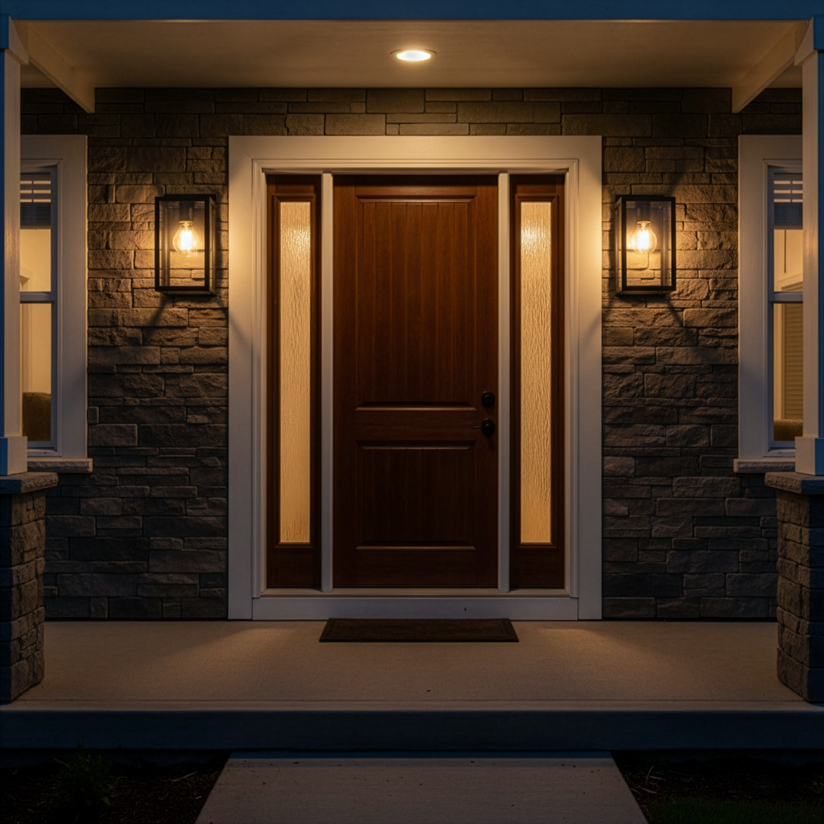 Alu Modern Small Regtangular Outdoor Wall Sconce Coach Light with Clear Glass - Matte Black