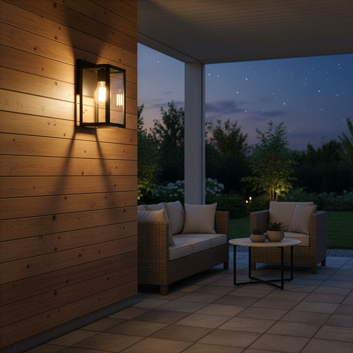 Alu Modern Small Regtangular Outdoor Wall Sconce Coach Light with Clear Glass - Matte Black