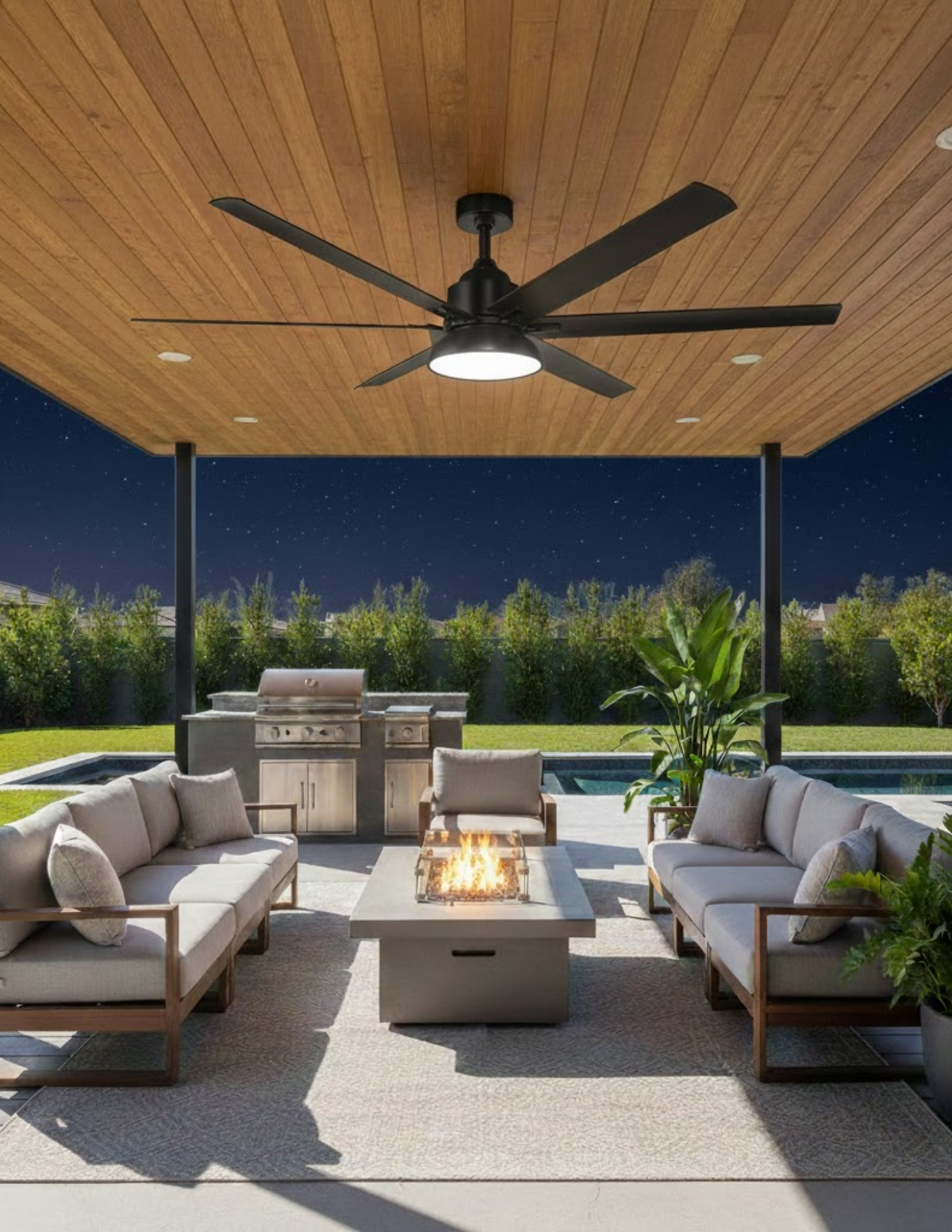 Electra 72" Indoor and Outdoor Ceiling Fan with Light LED - Black or Gold
