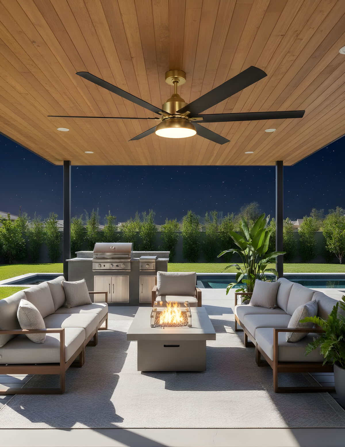 Electra 72" Indoor and Outdoor Ceiling Fan with Light LED - Black or Gold