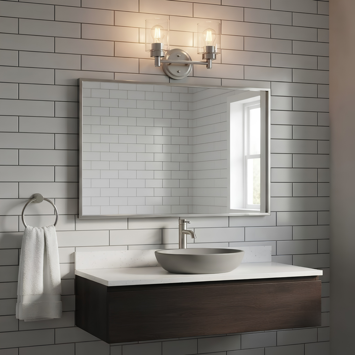 Mincio 2-Light Clear Glass Vanity