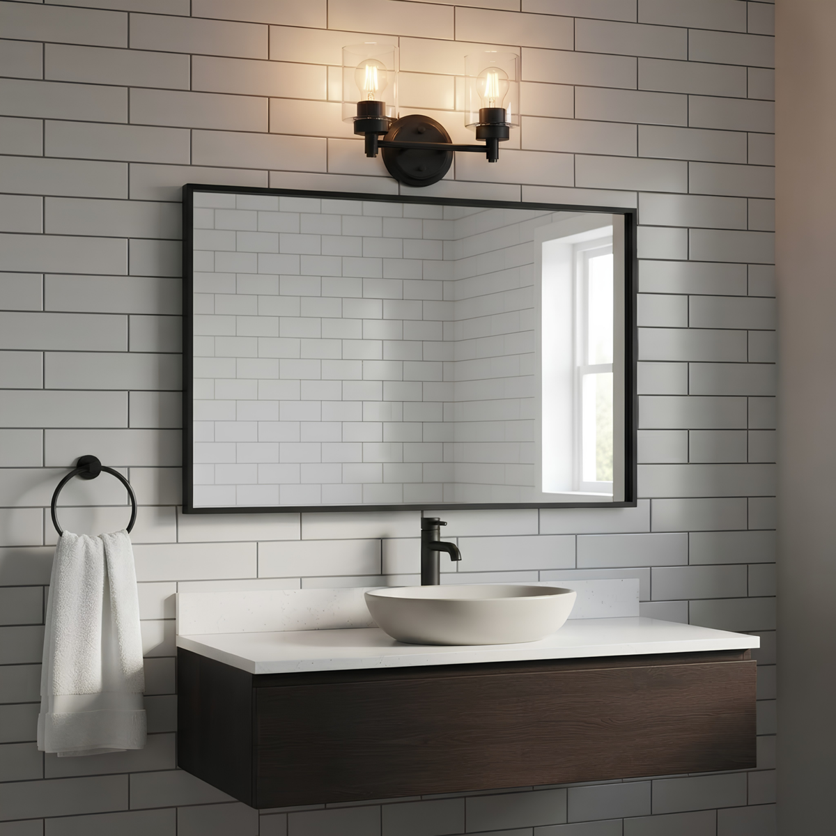 Mincio 2-Light Clear Glass Vanity