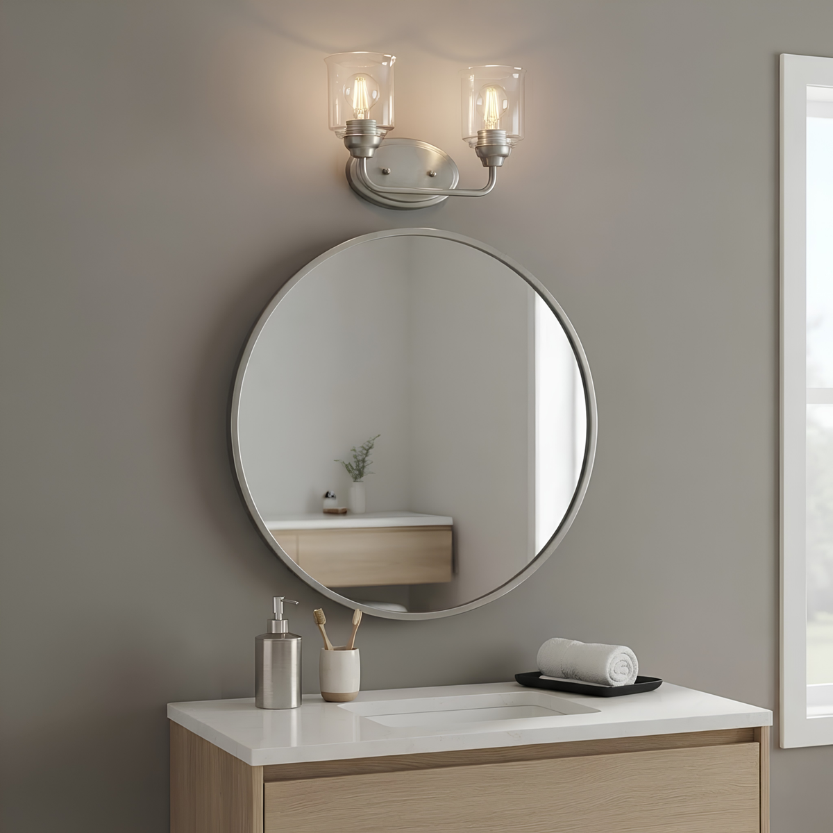 Acheron 2-Light Clear Glass Vanity